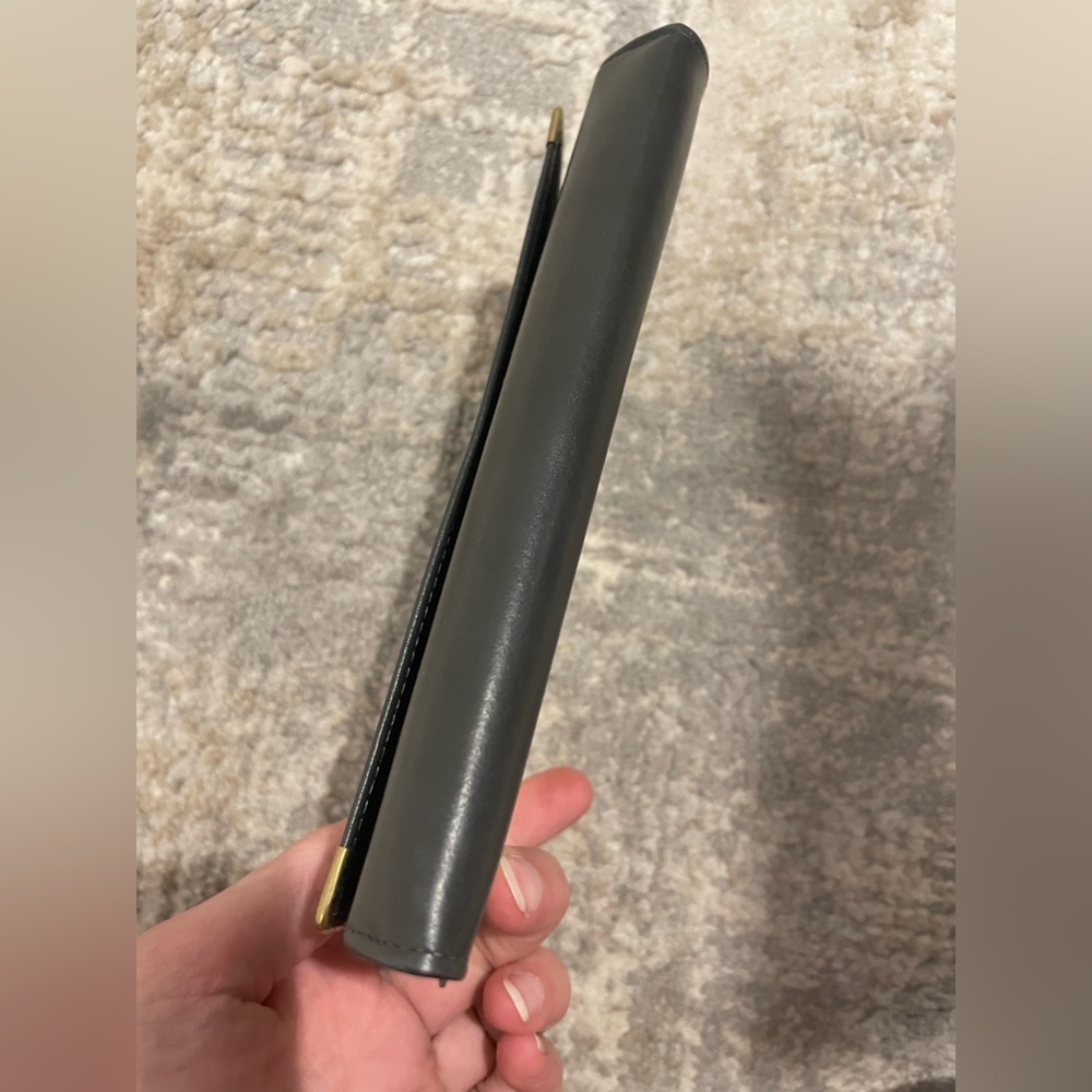 VTG Princess Gardner Cowhide Black Leather Trifold Kiss Lock Wallet Gold Metal - Picture 7 of 11